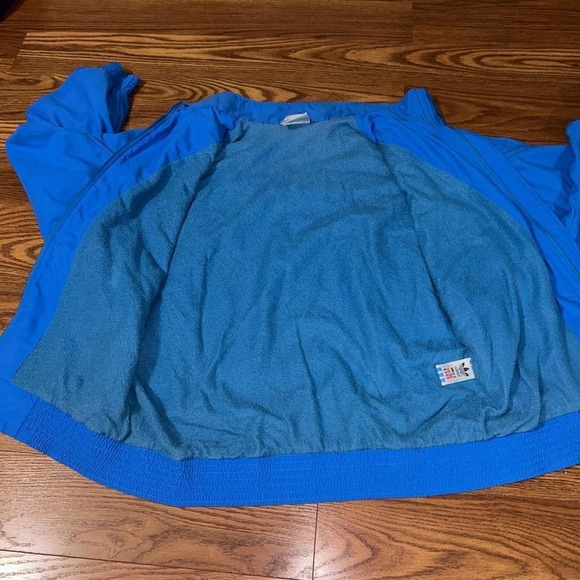Vintage 80s Adidas Nylon Blue Bomber Jacket Gilet With Removable Sleeves Size L - Picture 7 of 8